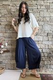 Jo Jo Quirky Hopsack Crop Pant Navy 